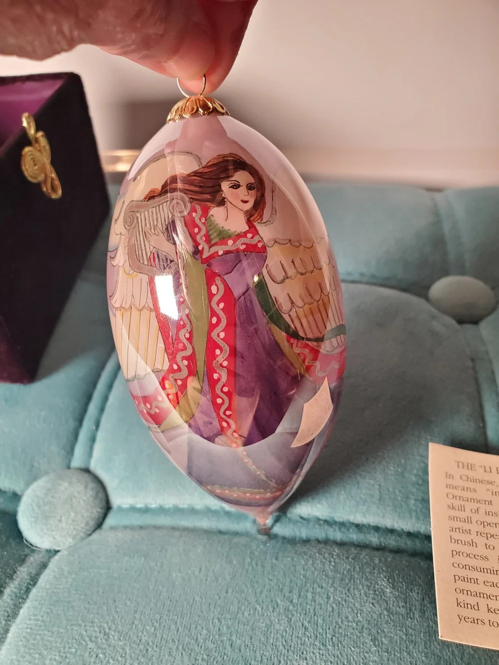 Pier 1 Li Bien 2005 Angel Harp Teardrop Glass Ornament Boxed